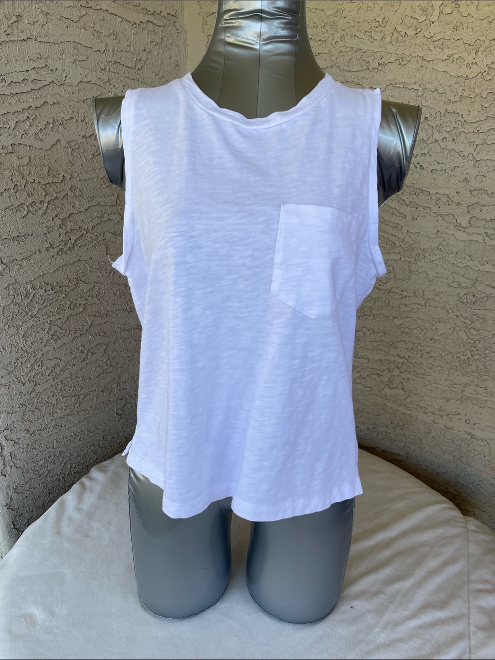 J. Crew Factory White 100% Cotton Pocket Tank Top